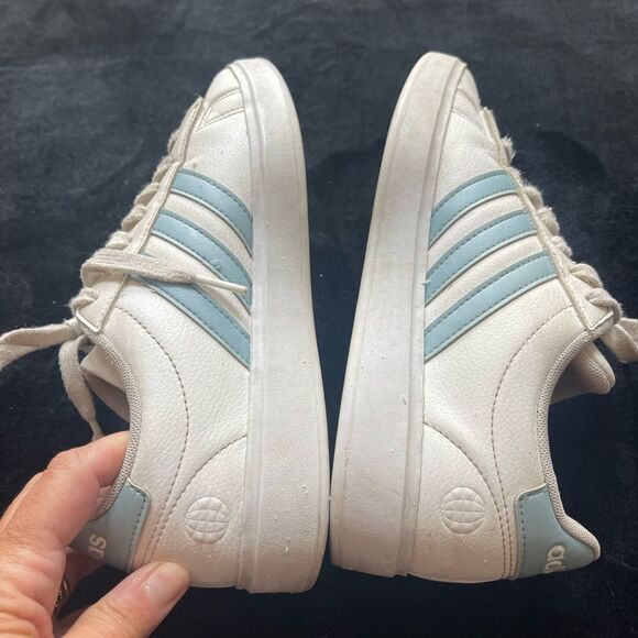 Adidas Grand Court 2.0 white and blue leather sneakers, size 6 1/2 - Picture 6 of 13